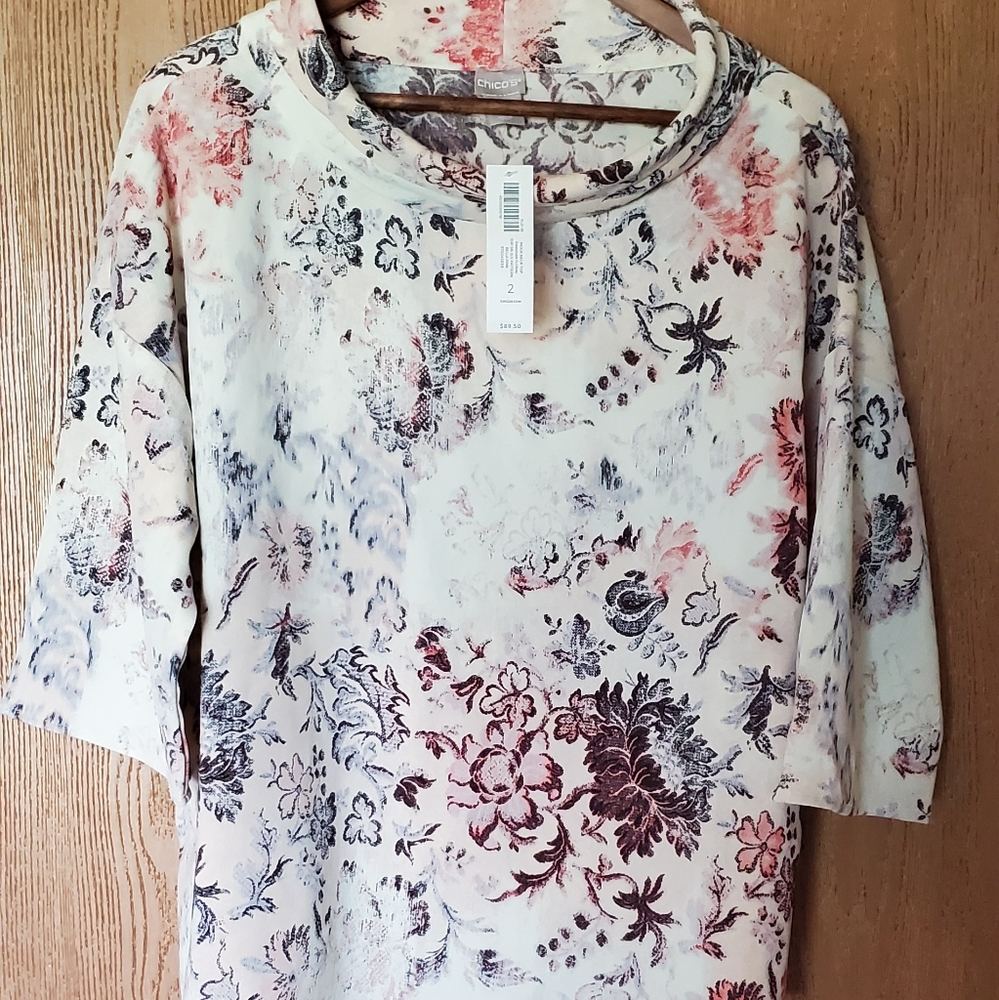 NWT Chico's Mock Neck Top Sz 2
